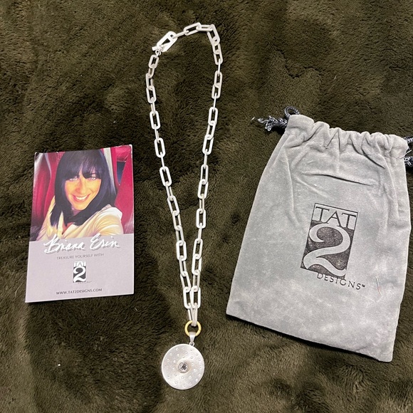 Tat2 Designs brushed silver Rondo link pendant necklace - Picture 6 of 10